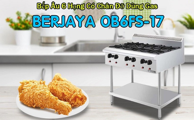 Bếp âu 6 họng có chân Berjaya Ob6fs-17 cao cấp