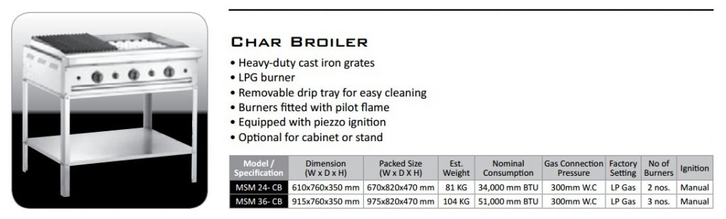 Bếp nướng than đá Msm 36-cb thông số