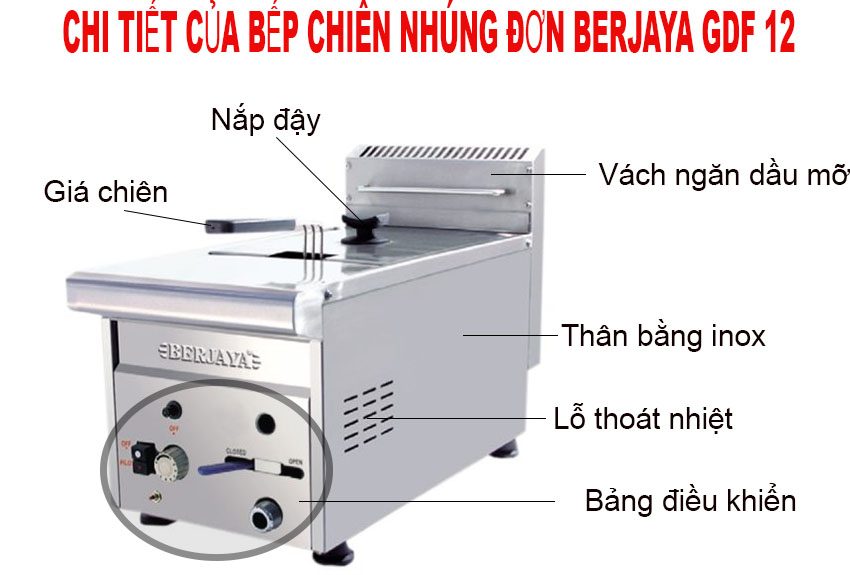 Bếp chiên nhúng đơn Berjaya Gdf 12 chi tiết