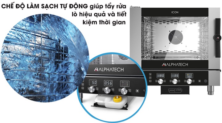 Lò hấp nướng Icet051e đa năng dùng điện Lainox tự động vệ sinh