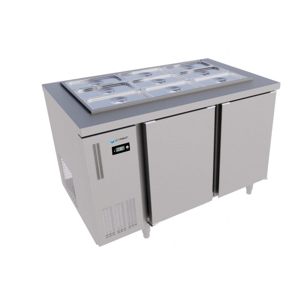TỦ BÀN SALAD ICYMAX 2 CÁNH INOX 1200X750 ISR 2S127