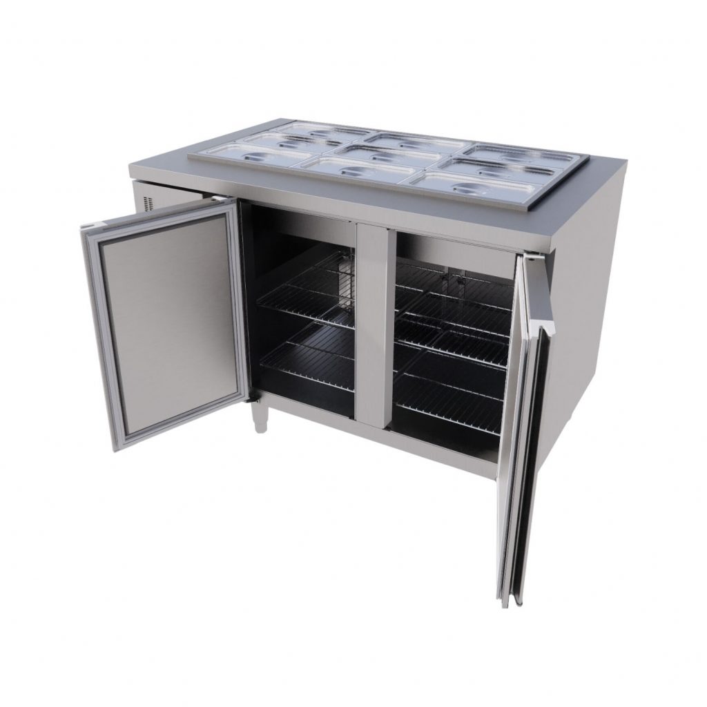 TỦ BÀN SALAD ICYMAX 2 CÁNH INOX 1200X750 ISR 2S127