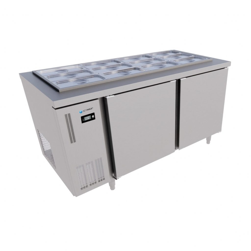 TỦ BÀN SALAD ICYMAX 2 CÁNH INOX 1500X750 ISR 2S157