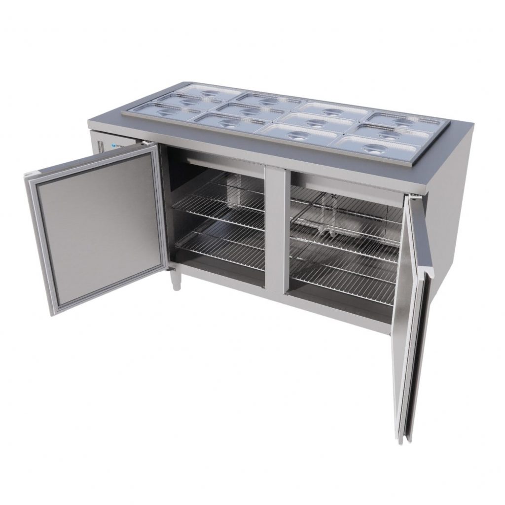 TỦ BÀN SALAD ICYMAX 2 CÁNH INOX 1500X750 ISR 2S157
