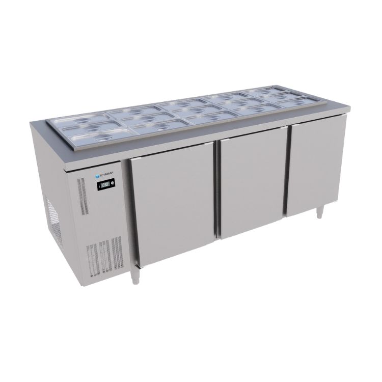 TỦ BÀN SALAD ICYMAX 3 CÁNH INOX 1800X750 ISR 3S187