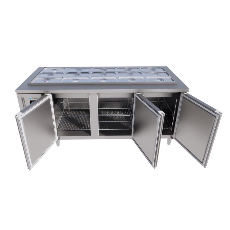 TỦ BÀN SALAD ICYMAX 3 CÁNH INOX 1800X750 ISR 3S187