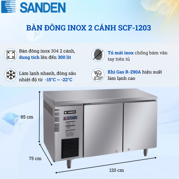 Bàn Đông Inox Sanden SCF-1203 300 Lít