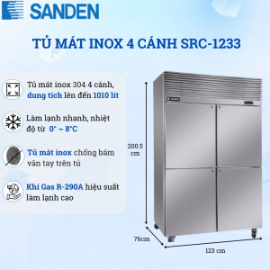 Tủ Mát Inox Sanden SRC-1233 1010 Lít