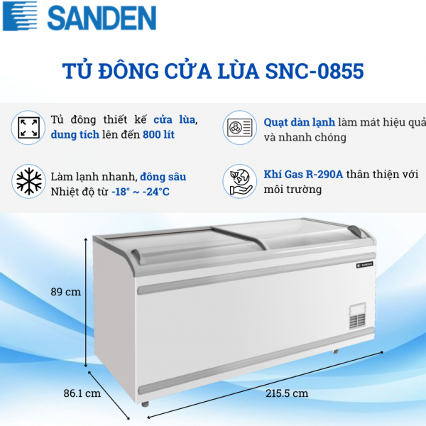 Tủ Đông Sanden SNC-0855 800 Lít