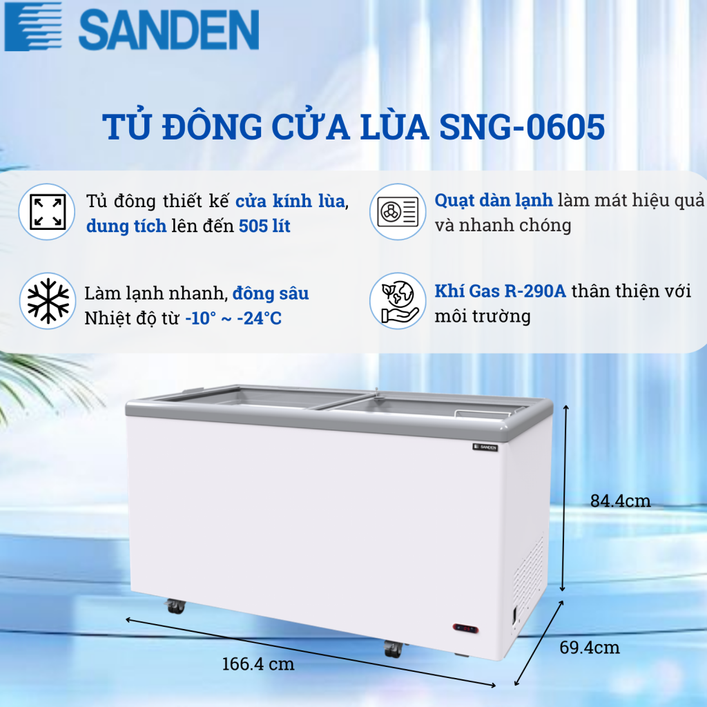 Tủ Đông Sanden SNG-0605 505 Lít