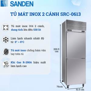 Tủ Mát Inox Sanden SRC-0613 530 Lít