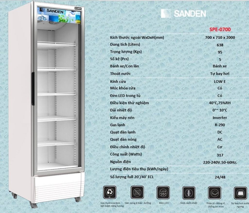 Tủ Mát Inverter Sanden Intercool SPE-0700 638Lít