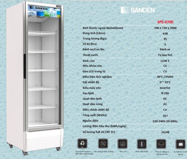 Tủ Mát Inverter Sanden Intercool SPE-0700 638Lít