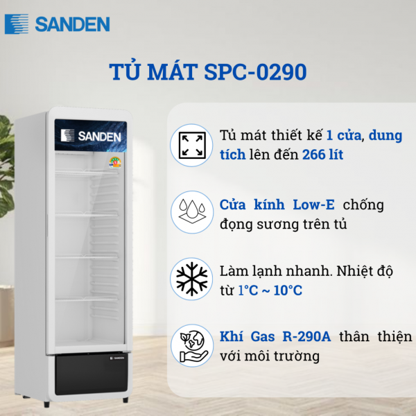 Tủ Mát Sanden SPC-0290 266 Lít