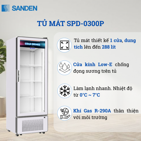 Tủ Mát Sanden SPD-0300P 288 Lít