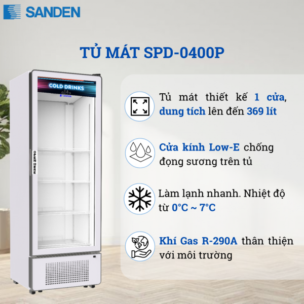 Tủ Mát Sanden SPD-0400P 369 Lít