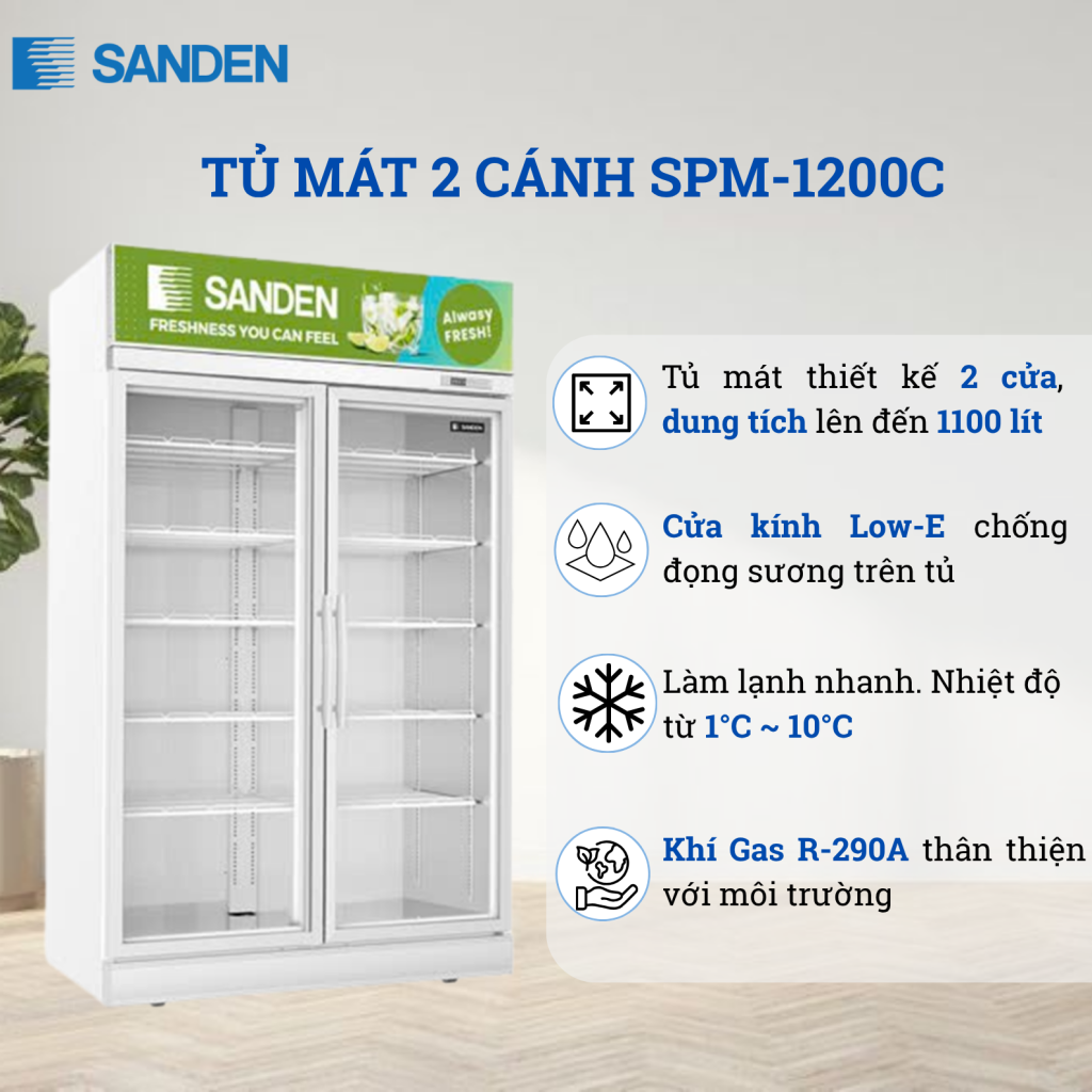 Tủ Mát Sanden SPM-1200C 1100 Lít