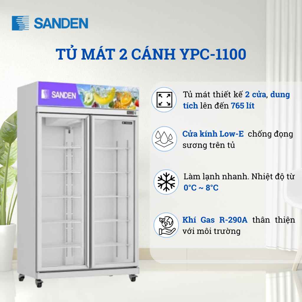 Tủ Mát Sanden YPC-1100 765 Lít