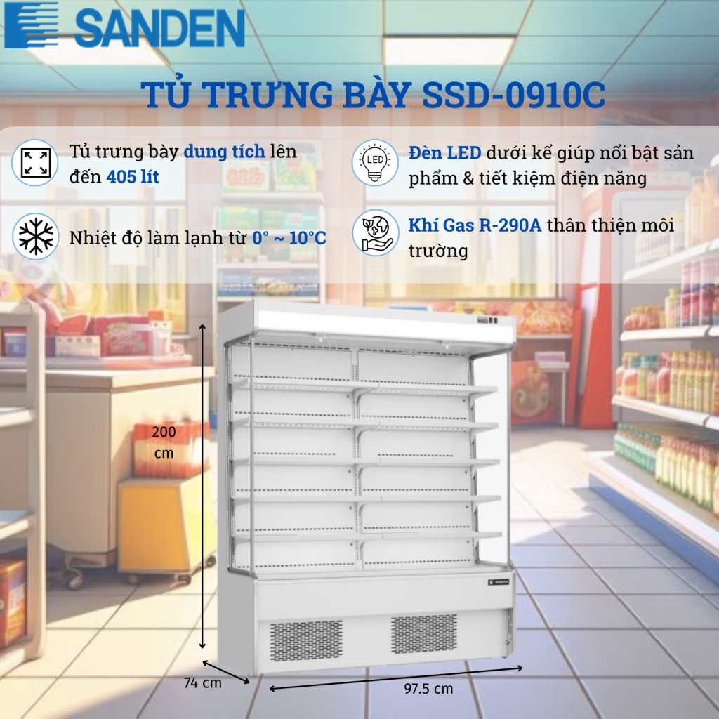 Tủ Trưng Bày Sanden SSD-0910C 405 Lít