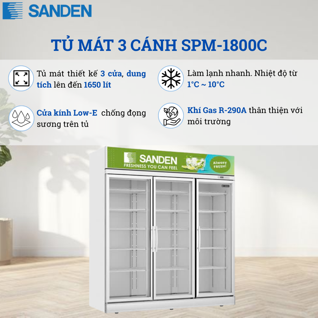 Tủ át Sanden SPM-1800C 1650 Lít