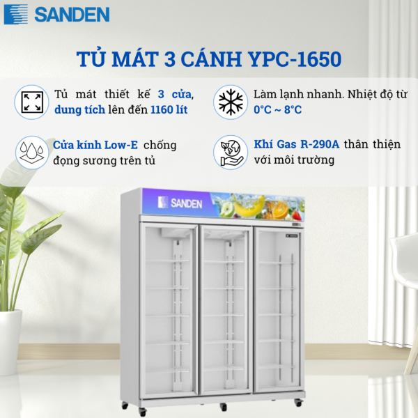 Tủ mát Sanden YPC-1650 1160 Lít